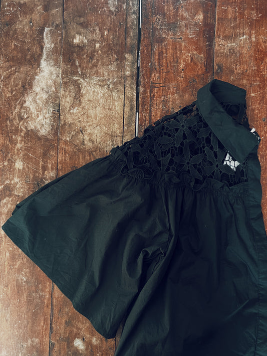 Black Dress with Lace Design